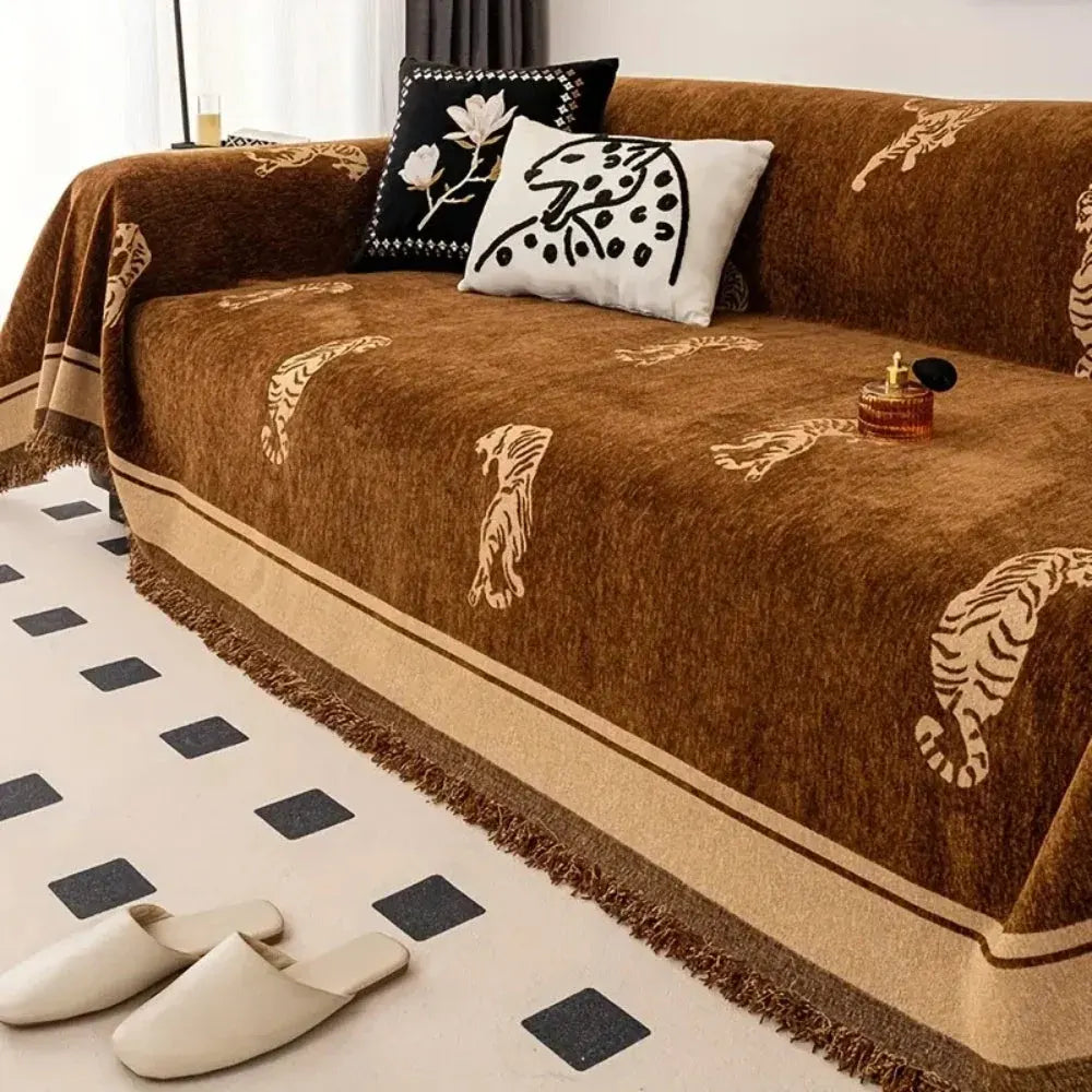 Chenille Tiger Safari Sofa Cover