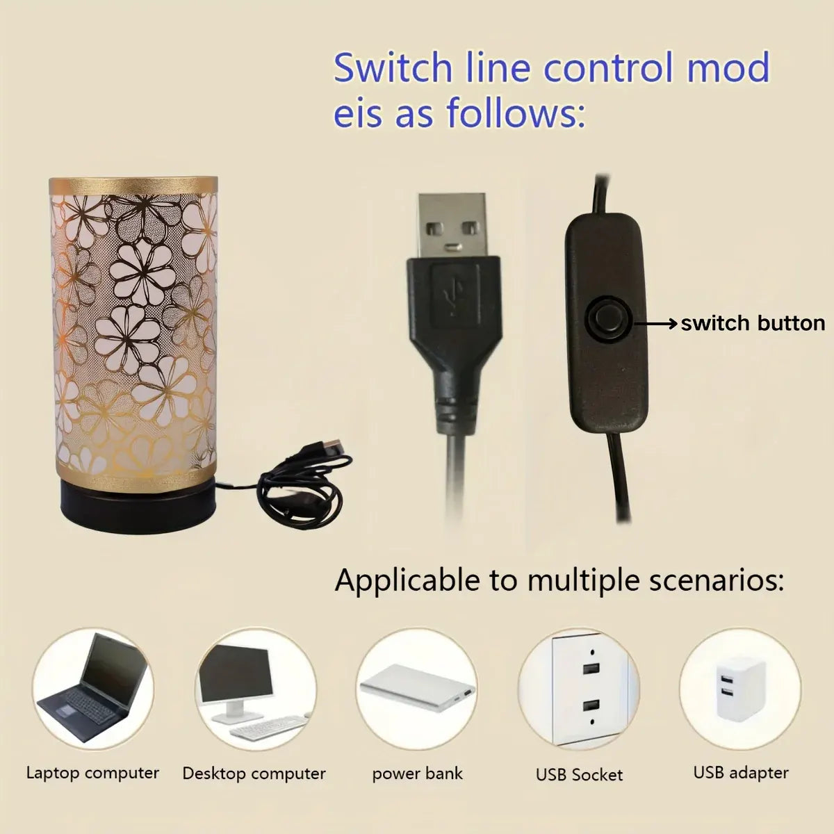 Floral USB-Powered Table Lamp with Warm Ambient Glow