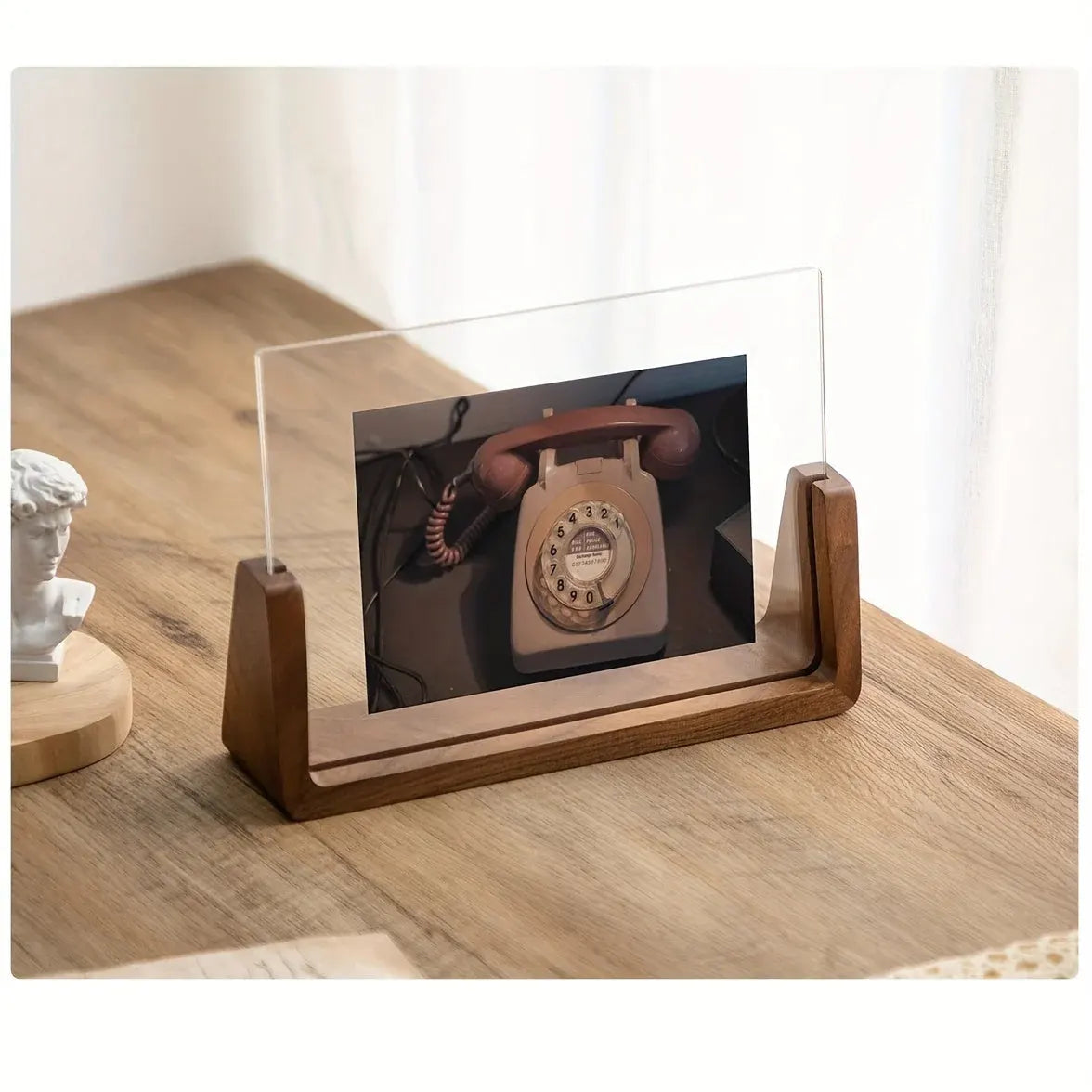 Modern U-Shaped Wood & Acrylic Picture Frame – Minimalist Tabletop Display