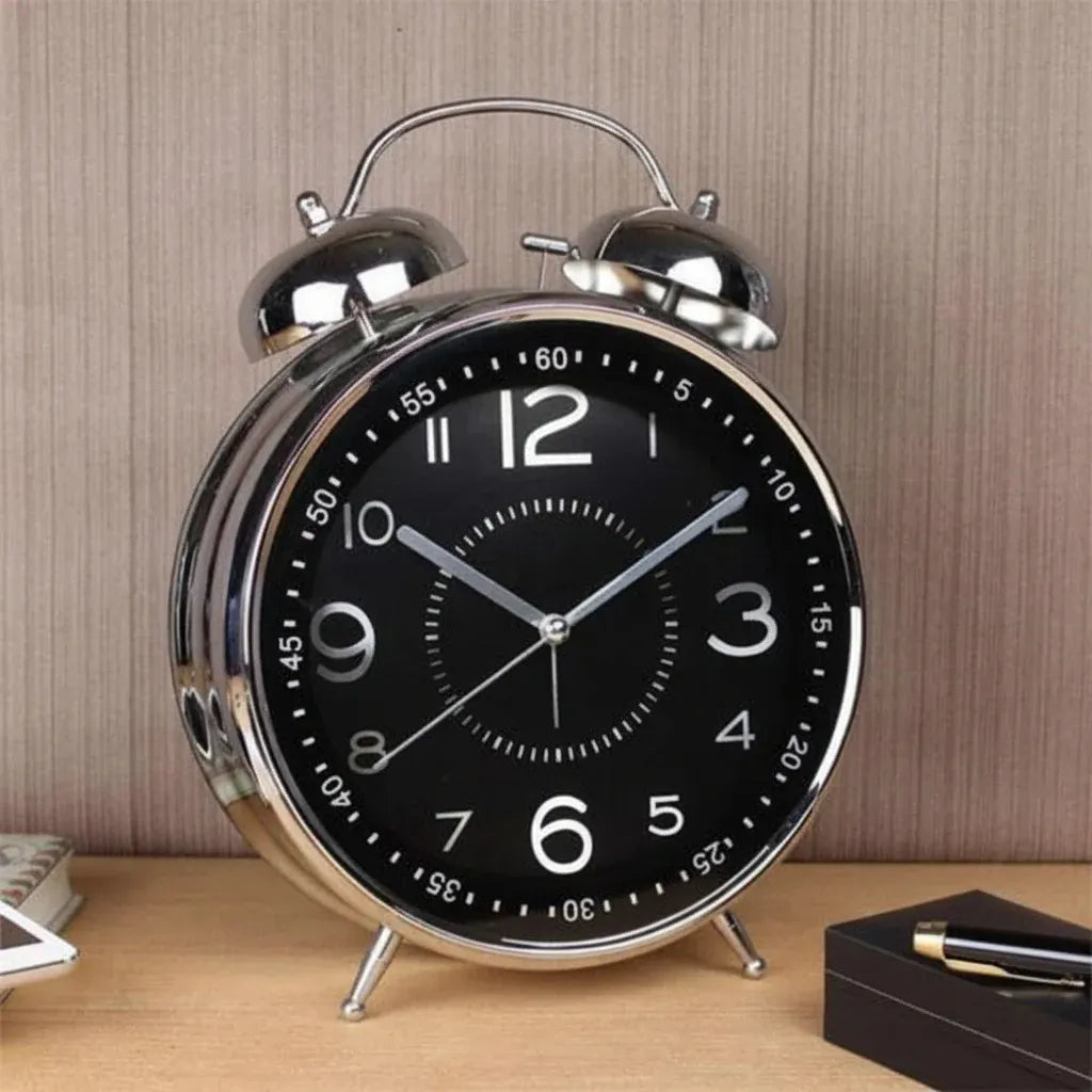 Retro Metal Double Bell Loud Bedside Alarm Clock