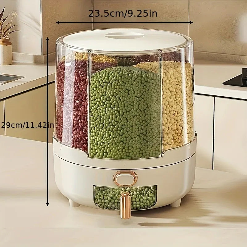 Rotating Airtight Food Storage Container | Large-Capacity 360° Grain & Cereal Dispenser