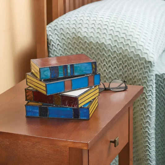 Stained Glass Book-Shaped Table Lamp | Handcrafted Decorative Lighting