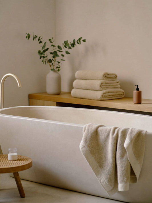 Bathroom with a bath mat