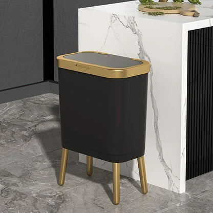 15L Modern Trash Can with Odor Seal & Raised Legs | Stylish Waste Bin for Kitchen, Living Room & Bathroom