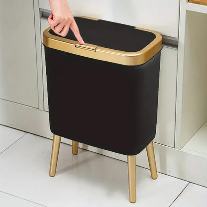 15L Modern Trash Can with Odor Seal & Raised Legs | Stylish Waste Bin for Kitchen, Living Room & Bathroom