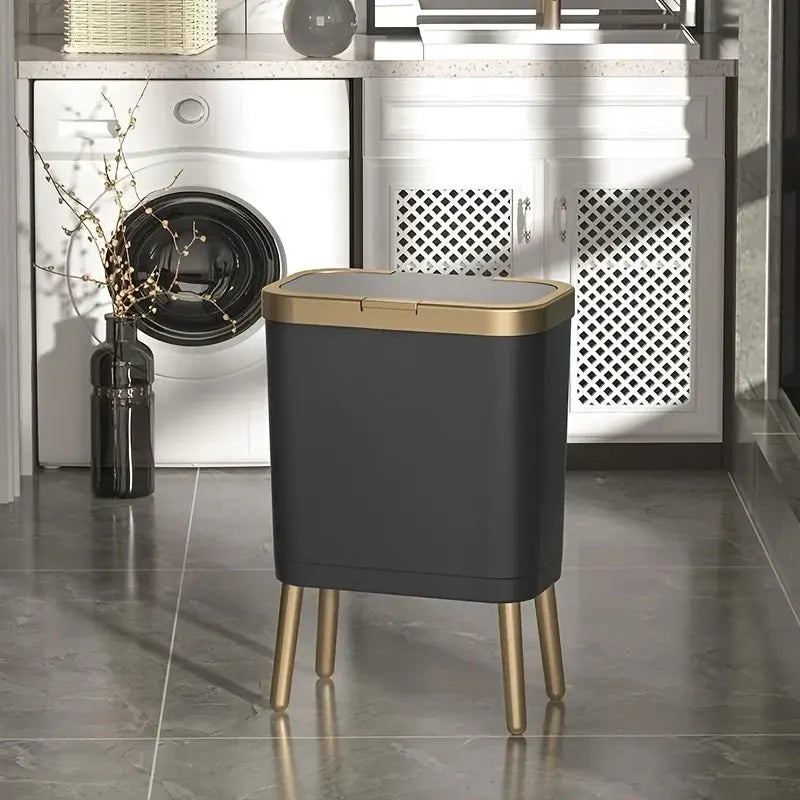 15L Modern Trash Can with Odor Seal & Raised Legs | Stylish Waste Bin for Kitchen, Living Room & Bathroom