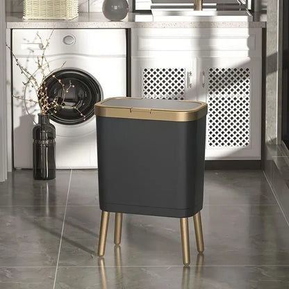 15L Modern Trash Can with Odor Seal & Raised Legs | Stylish Waste Bin for Kitchen, Living Room & Bathroom
