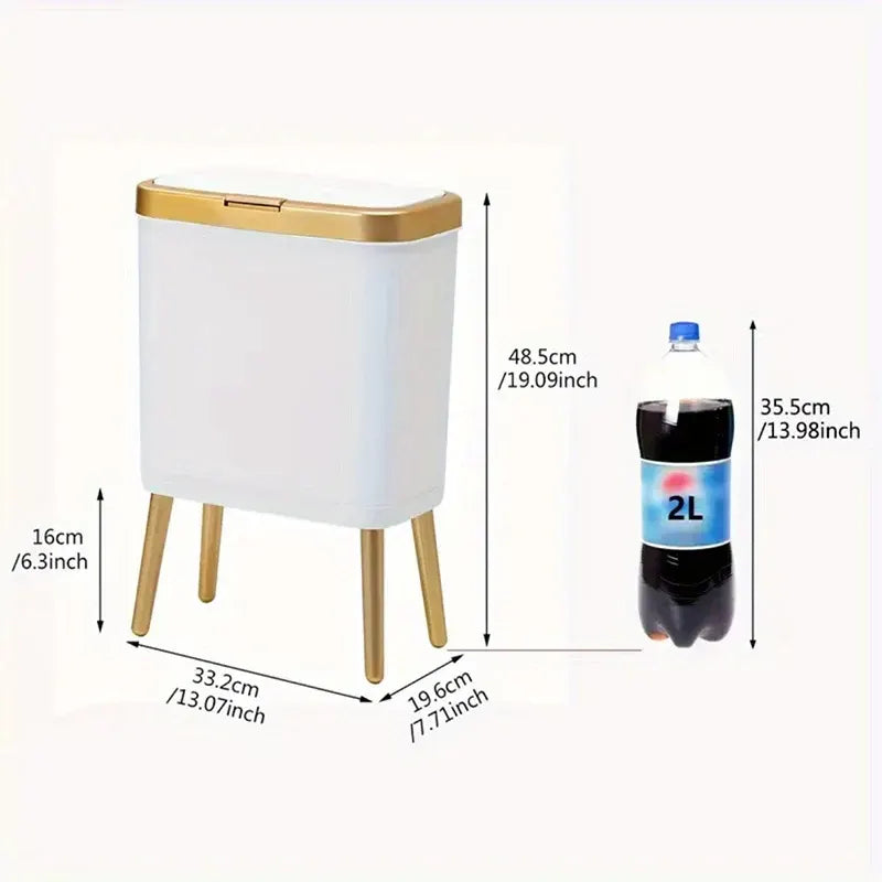 15L Modern Trash Can with Odor Seal & Raised Legs | Stylish Waste Bin for Kitchen, Living Room & Bathroom