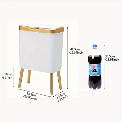 15L Modern Trash Can with Odor Seal & Raised Legs | Stylish Waste Bin for Kitchen, Living Room & Bathroom