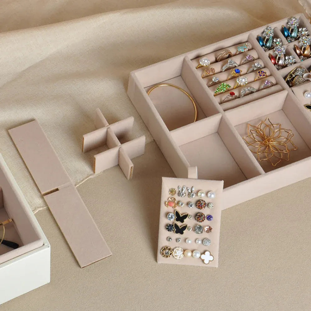 2-Layer Jewelry Storage Box with Organizer Tray Case – Mother's Day Gift