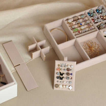 2-Layer Jewelry Storage Box with Organizer Tray Case – Mother's Day Gift