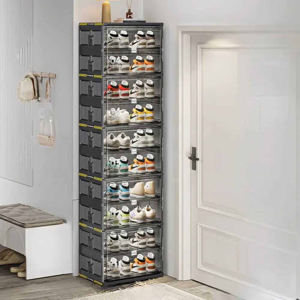 8-Tier Stackable Clear Shoe Storage Organizer Bins