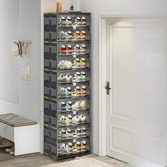 8-Tier Stackable Clear Shoe Storage Organizer Bins