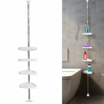Adjustable Corner Bathroom Shower Caddy Tension Pole Storage Shelf