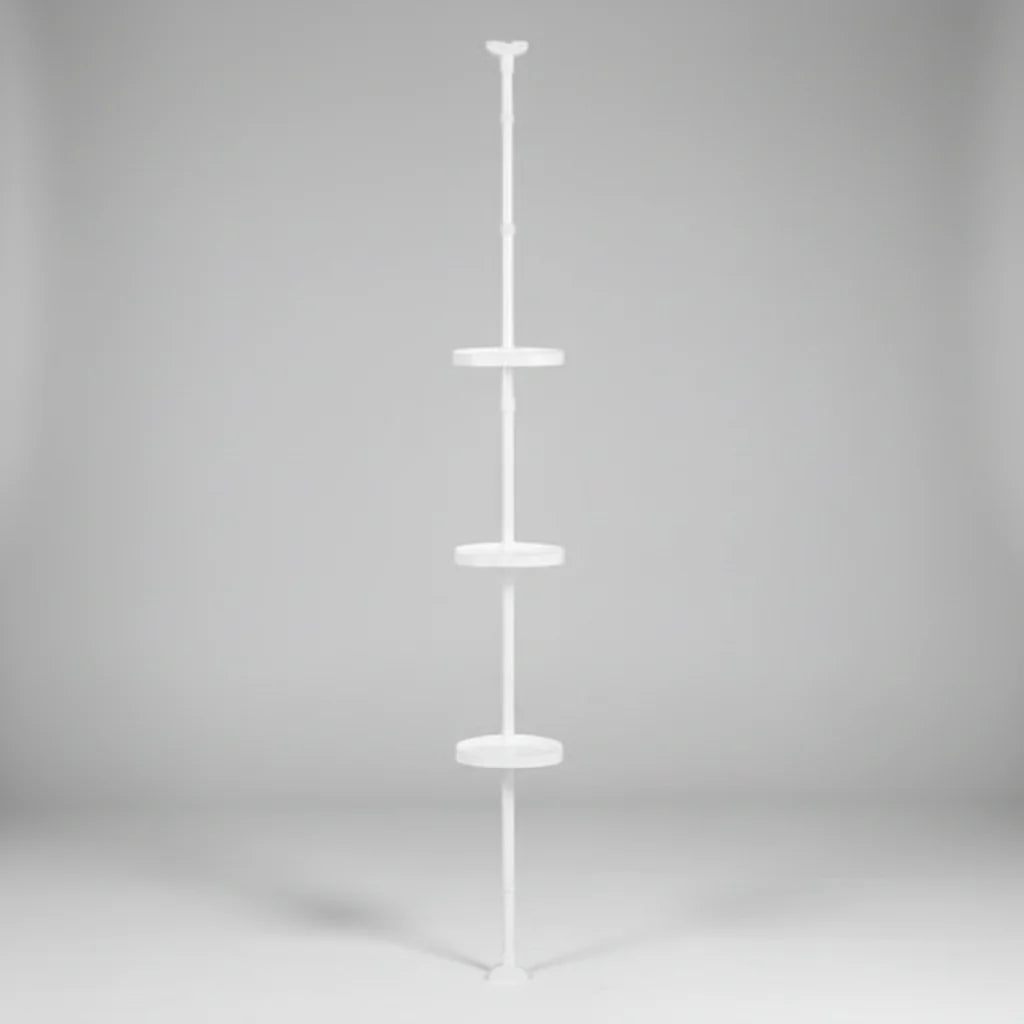 Adjustable Corner Bathroom Shower Caddy Tension Pole Storage Shelf