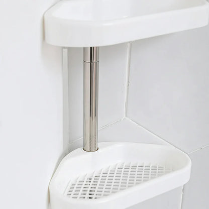 Adjustable Corner Bathroom Shower Caddy Tension Pole Storage Shelf