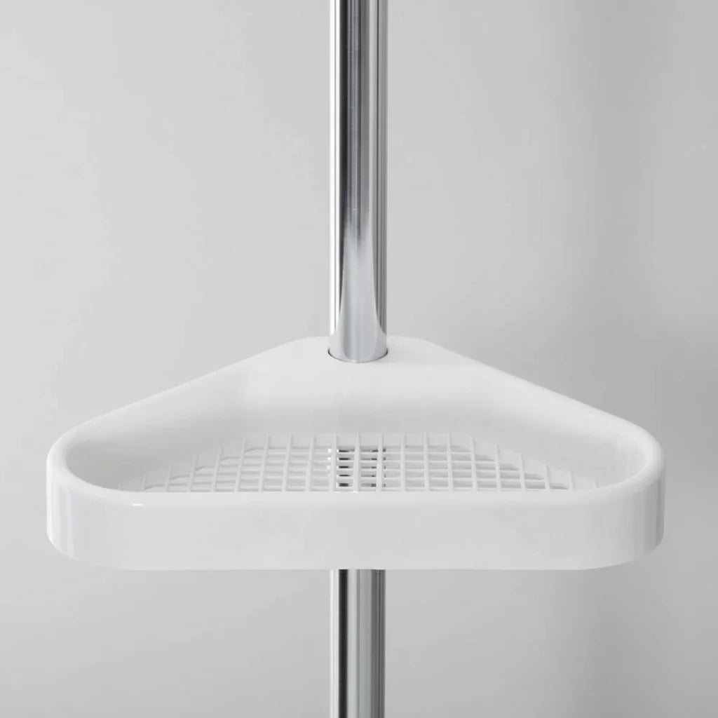 Adjustable Corner Bathroom Shower Caddy Tension Pole Storage Shelf