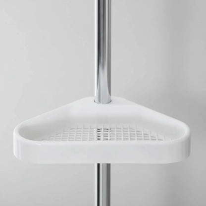 Adjustable Corner Bathroom Shower Caddy Tension Pole Storage Shelf