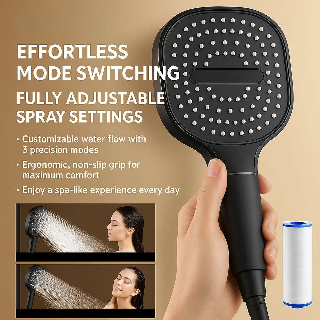 Adjustable Turbo Boost Filtered High-Pressure Showerhead with Spray Settings