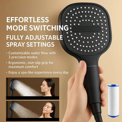 Adjustable Turbo Boost Filtered High-Pressure Showerhead with Spray Settings