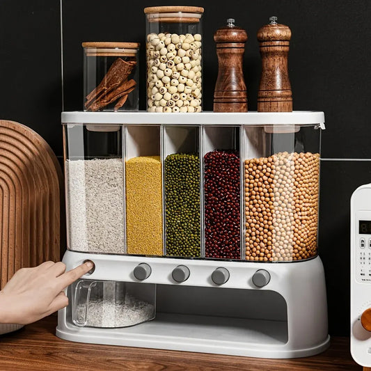 Airtight Kitchen Pantry Organizer with Flip-Top Lid | Multi-Compartment Grain Storage Container