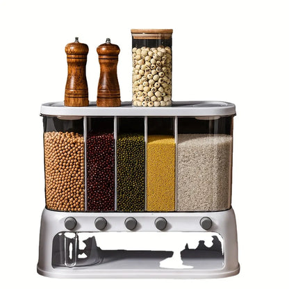 Airtight Kitchen Pantry Organizer with Flip-Top Lid | Multi-Compartment Grain Storage Container