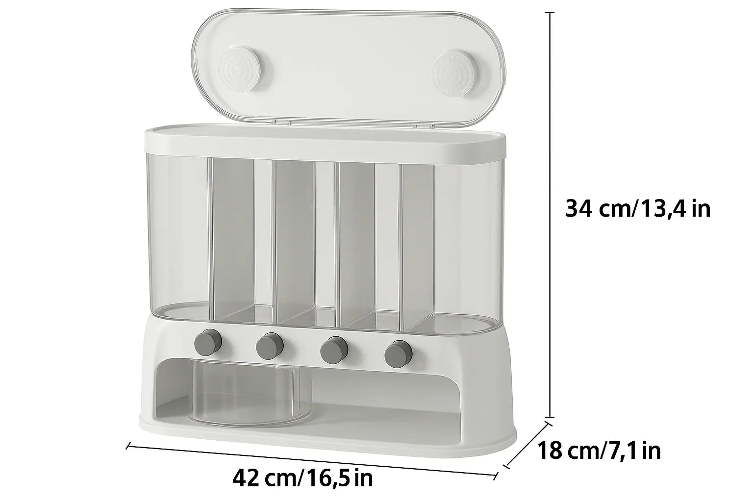 Airtight Kitchen Pantry Organizer with Flip-Top Lid | Multi-Compartment Grain Storage Container