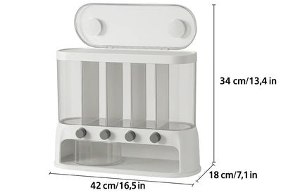 Airtight Kitchen Pantry Organizer with Flip-Top Lid | Multi-Compartment Grain Storage Container
