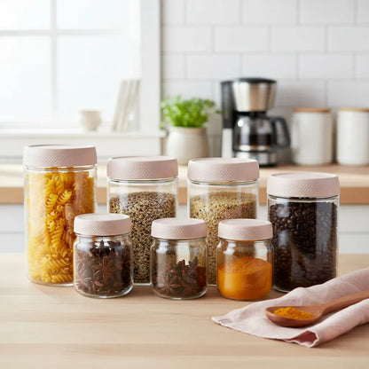 Airtight Stackable Glass Kitchen Storage Jar Set