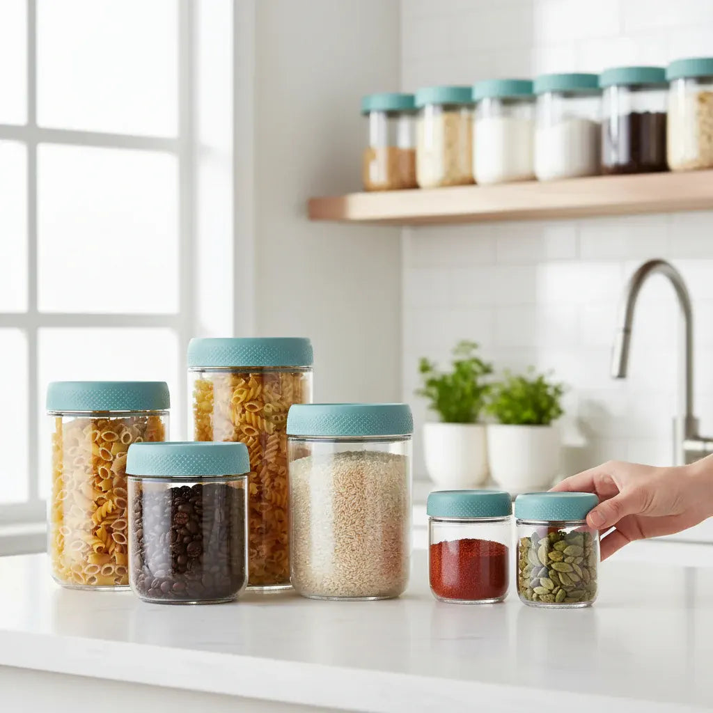 Airtight Stackable Glass Kitchen Storage Jar Set