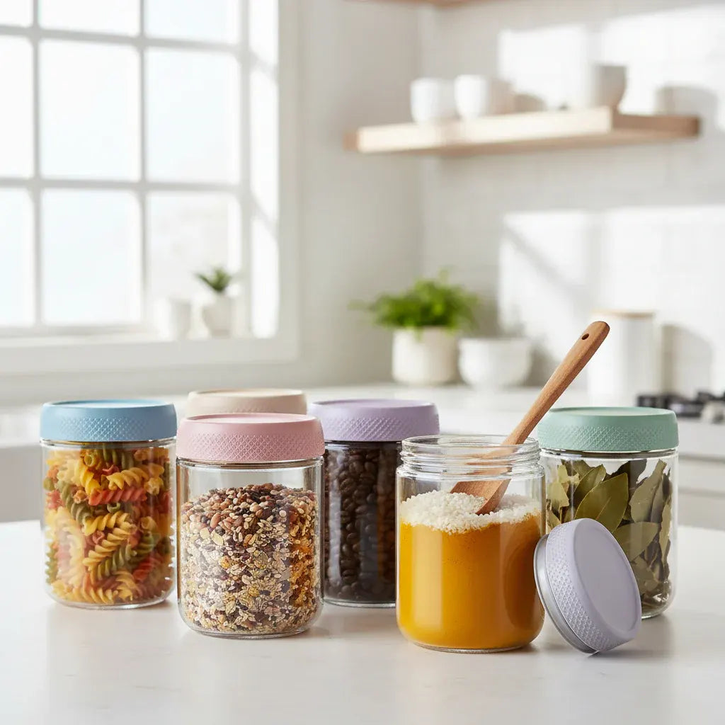 Airtight Stackable Glass Kitchen Storage Jar Set