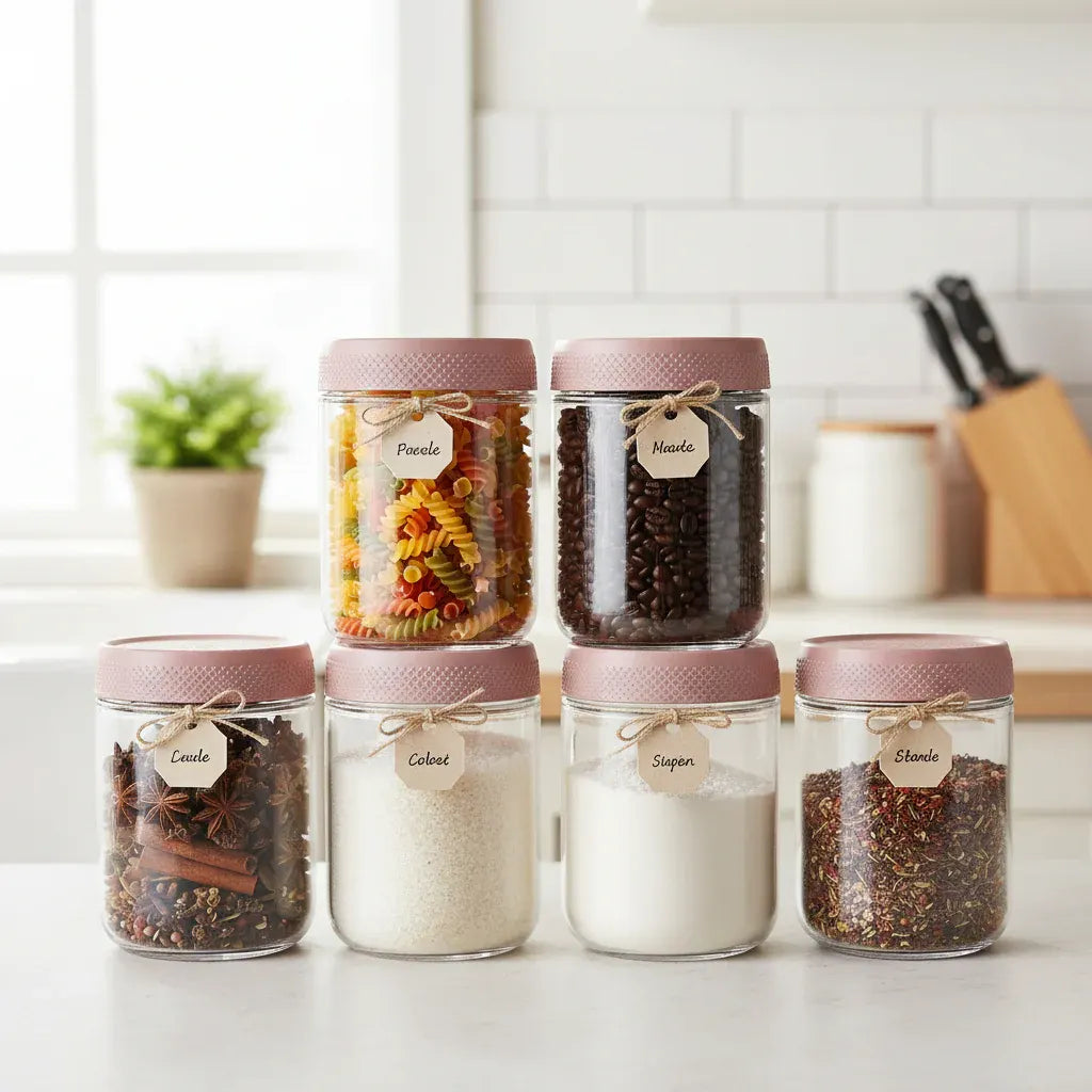 Airtight Stackable Glass Kitchen Storage Jar Set