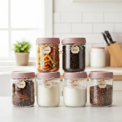 Airtight Stackable Glass Kitchen Storage Jar Set