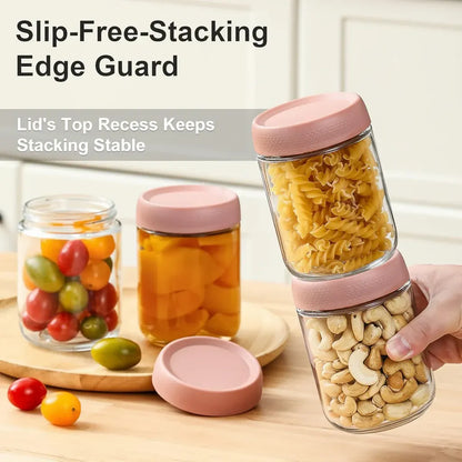 Airtight Stackable Glass Kitchen Storage Jar Set