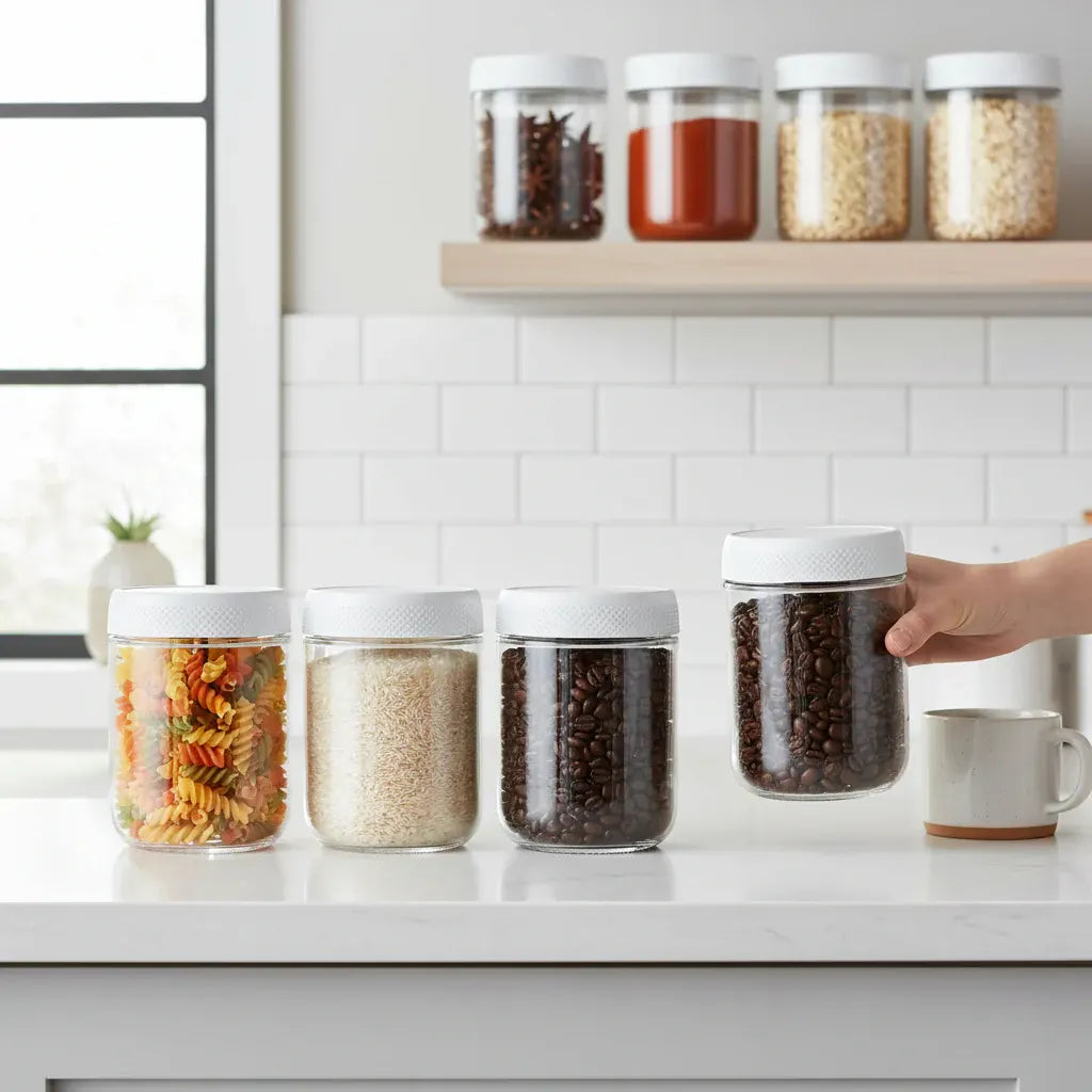 Airtight Stackable Glass Kitchen Storage Jar Set