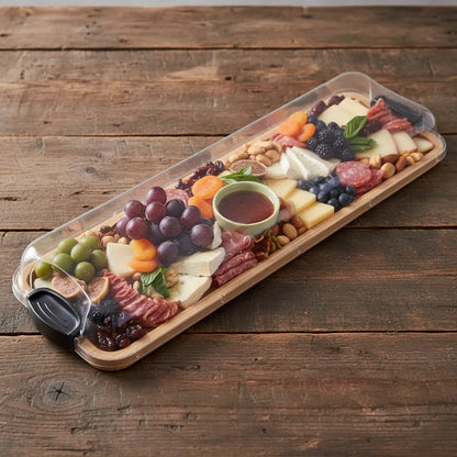 Bamboo Charcuterie Serving Tray with Locking Lid Cutting Board