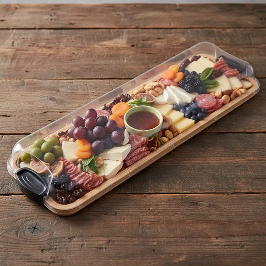 Bamboo Charcuterie Serving Tray with Locking Lid Cutting Board