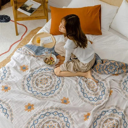 Boho Mandala Pattern Throw Blanket