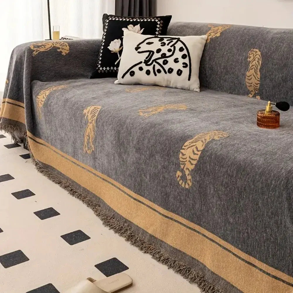 Chenille Tiger Safari Sofa Cover