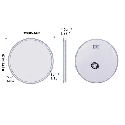 Circular LED Bathroom Mirror with Anti-Fog Feature and Dimmable Touch Control