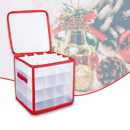 Clear Plastic Christmas Ornament Storage Bin with Organizer Compartments