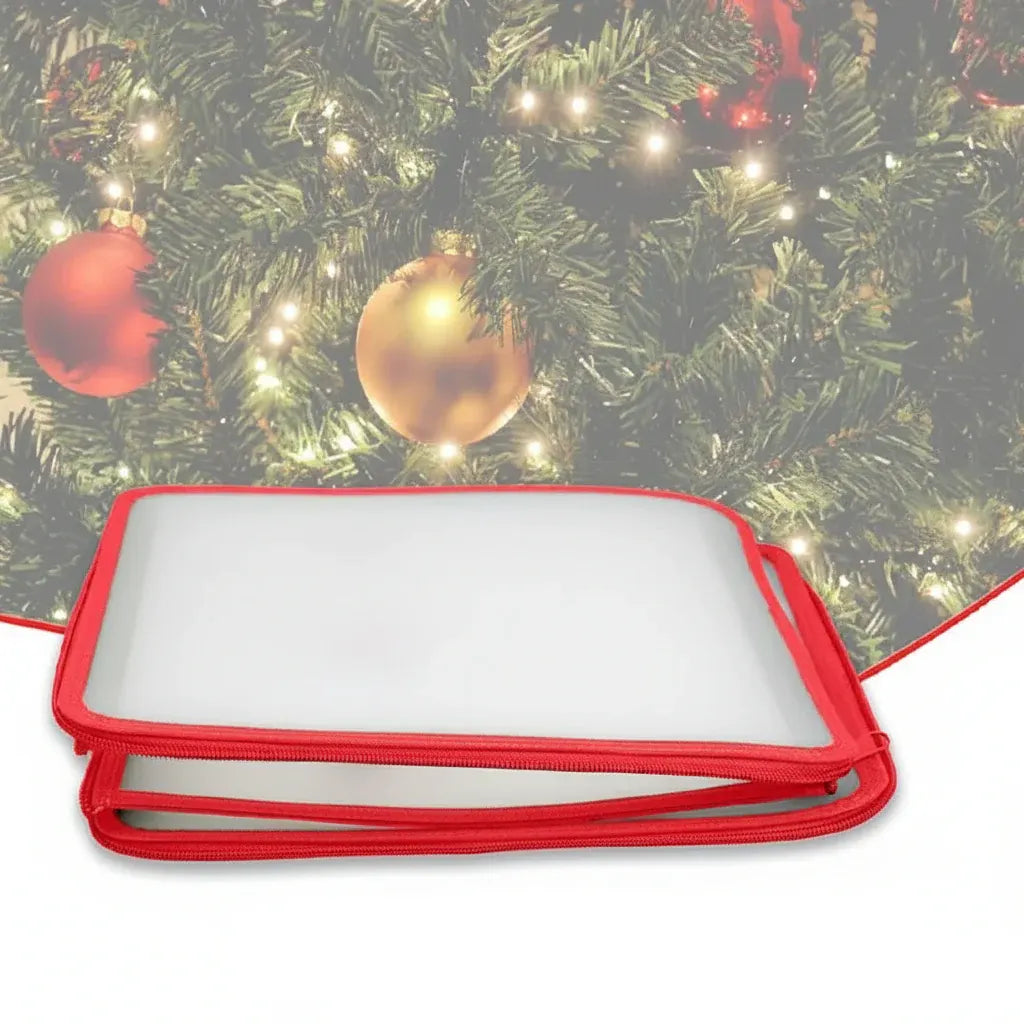 Clear Plastic Christmas Ornament Storage Bin with Organizer Compartments