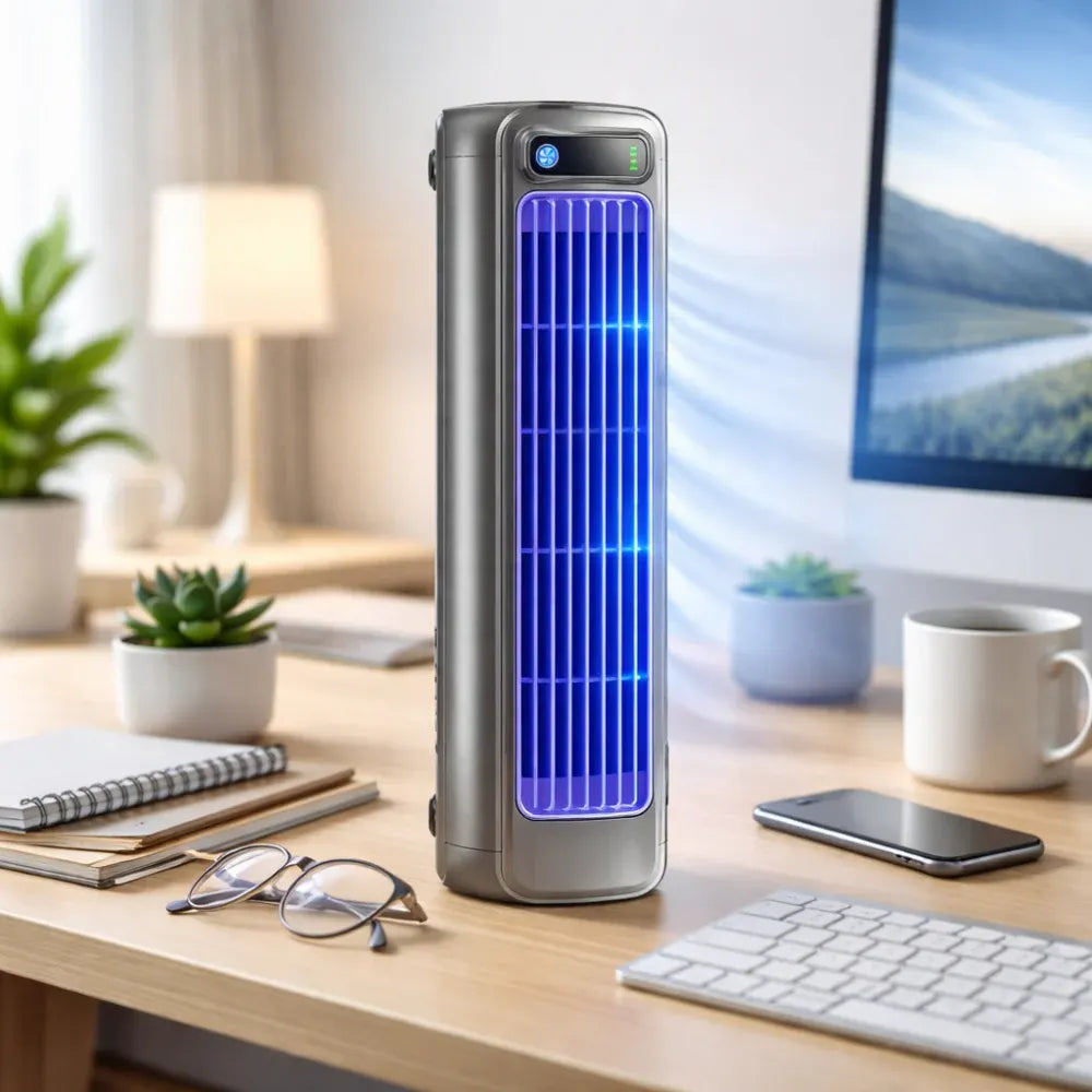 Compact Tower-Style Portable Desktop Fan