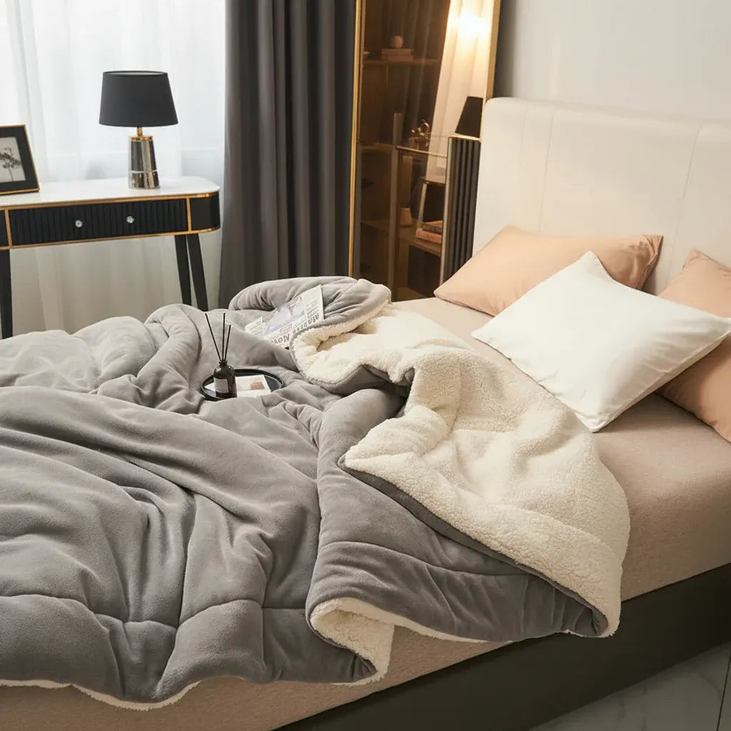 Cozy Flannel Soft Warm Throw Blanket for Bed & Couch