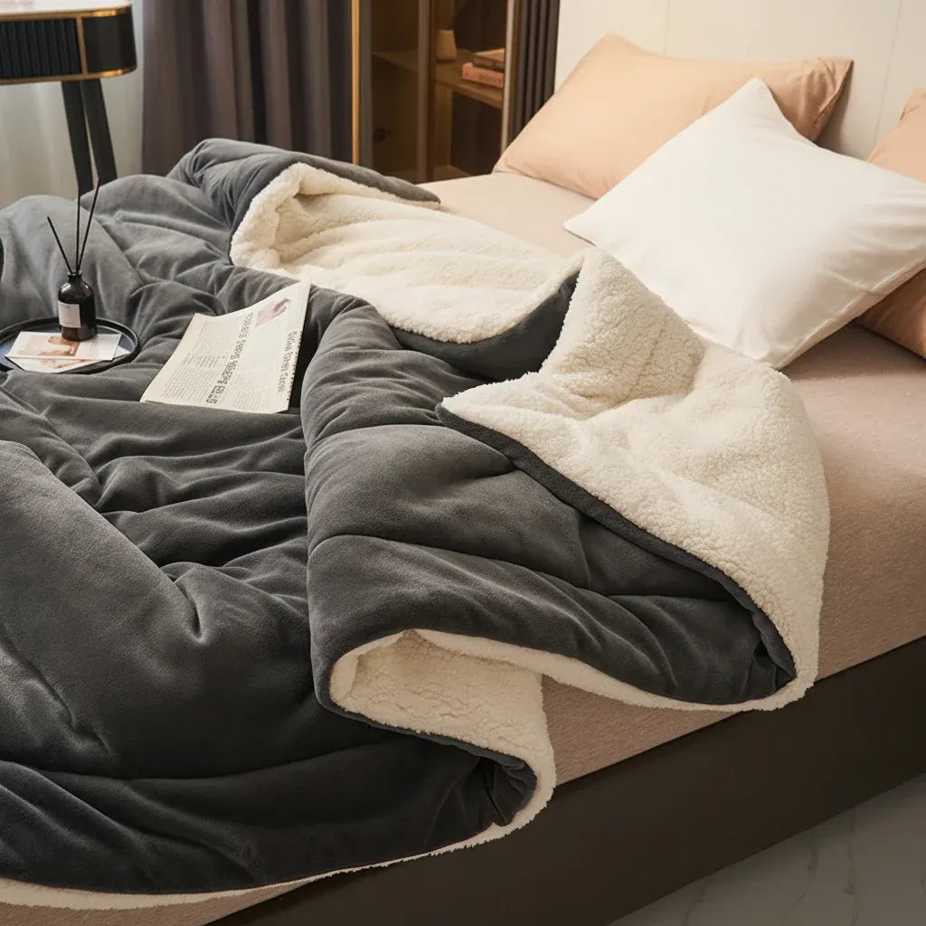 Cozy Flannel Soft Warm Throw Blanket for Bed & Couch