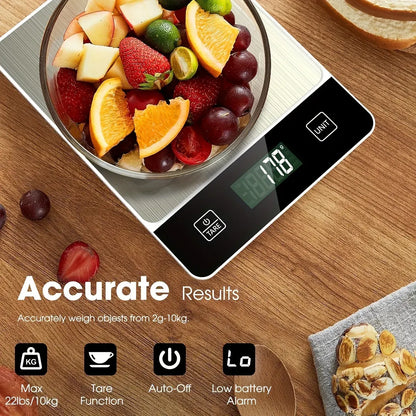Digital Stainless Steel Kitchen Food Scale, 22lb Capacity Measuring Tool