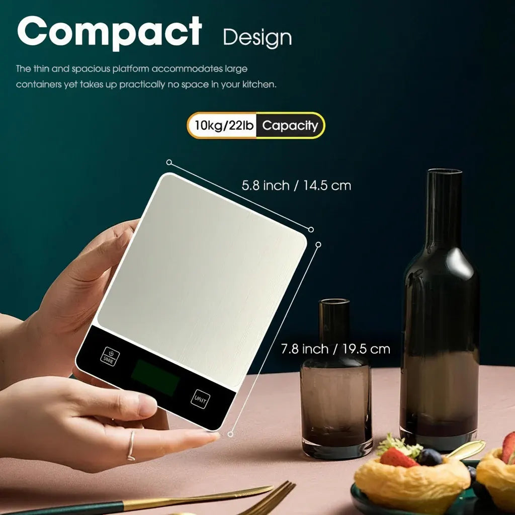 Digital Stainless Steel Kitchen Food Scale, 22lb Capacity Measuring Tool