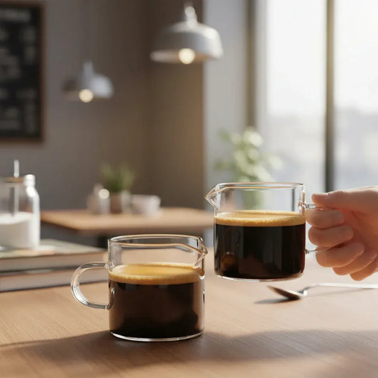 Double Spout Glass Espresso Measuring Pitcher 4oz Coffee Cup