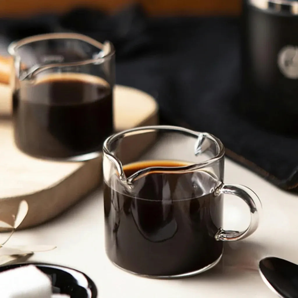 Double Spout Glass Espresso Measuring Pitcher 4oz Coffee Cup