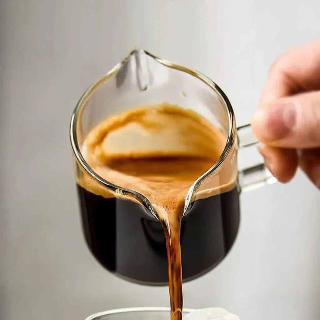 Double Spout Glass Espresso Measuring Pitcher 4oz Coffee Cup